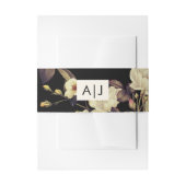 Monogram Bruiloft Moody Bloemen Zwart Uitnodigingen Wikkel (Voorkant Voorbeeld)