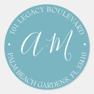 Monogram bruiloft Rendement Adres Klassieke ronde Sticker