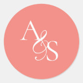 Monogram, bruiloft ronde sticker (Voorkant)
