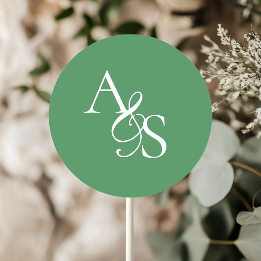 Monogram, bruiloft ronde sticker