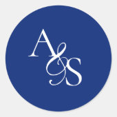 Monogram, bruiloft ronde sticker (Voorkant)