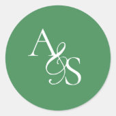 Monogram, bruiloft ronde sticker (Voorkant)