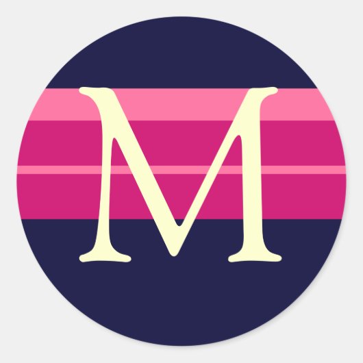 Monogram Bruiloft Roze Navy Ivoor Envelop Sticker (Voorkant)