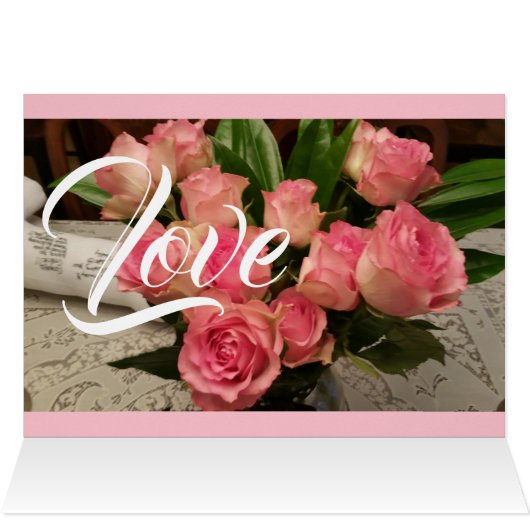 Monogram bruiloft roze rozen dank u (Binnen Horizontaal (Boven))