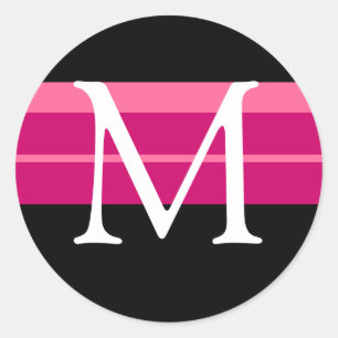 Monogram Bruiloft Roze Zwart Wit Envelop Sticker