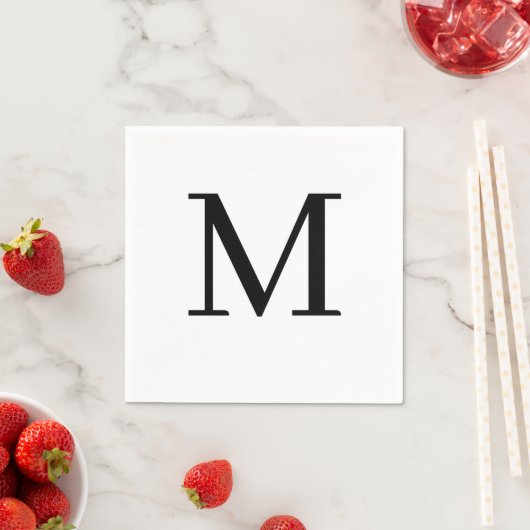 Monogram Bruiloft Servet Klassiek Zwart Ontwerp (Insitu)