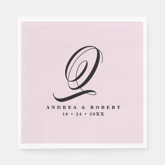 Monogram Bruiloft Servetten met Naam (Voorkant)