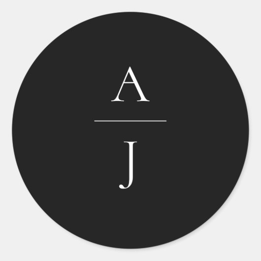 Monogram Bruiloft Zwart Wit Envelop Seal Ronde Sticker (Voorkant)