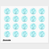 Monogram bruiloftsvogels Hartszwemmen Aqua Blue Ronde Sticker