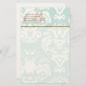 Monogram Bruin & Aqua Blue Stationery Briefpapier (Voorkant / Achterkant)