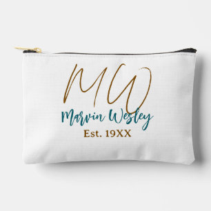 Monogram bruin blauw turquoise geschat jaar eenvou etui