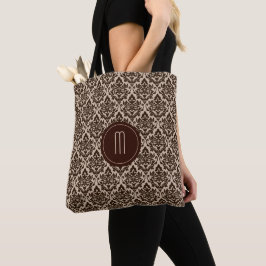 Monogram bruin Damask Pattern Draagtas