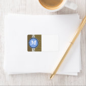 Monogram bruin en blauw Zebra Pattern Etiket (Insitu)