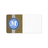Monogram bruin en blauw Zebra Pattern Etiket (Voorkant)
