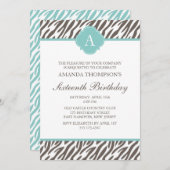 Monogram bruin en mint Zebra Pattern Kaart (Voorkant / Achterkant)