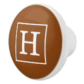 Monogram bruin en wit omhuld Initiaal<br> </br> Keramische Knop (Rechts)