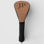 Monogram bruin getextureerd leder Aangepaste monog Golfheadcover (Voorkant)