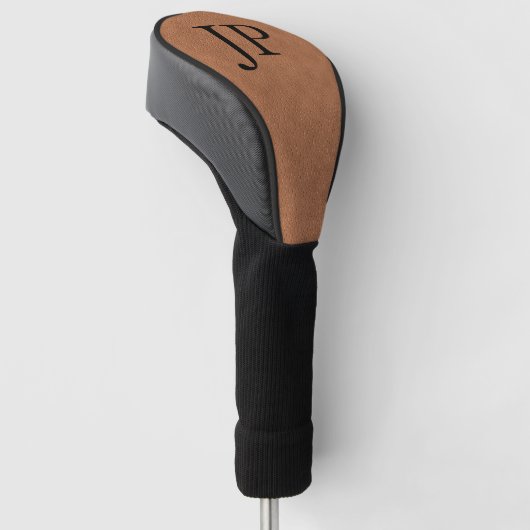Monogram bruin getextureerd leder Aangepaste monog Golfheadcover (Schuin)