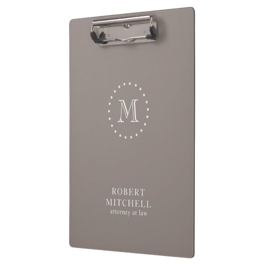 Monogram bruin Klassiek elegant bedrijfsklembord Klembord (Links)