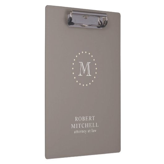 Monogram bruin Klassiek elegant bedrijfsklembord Klembord (Rechts)