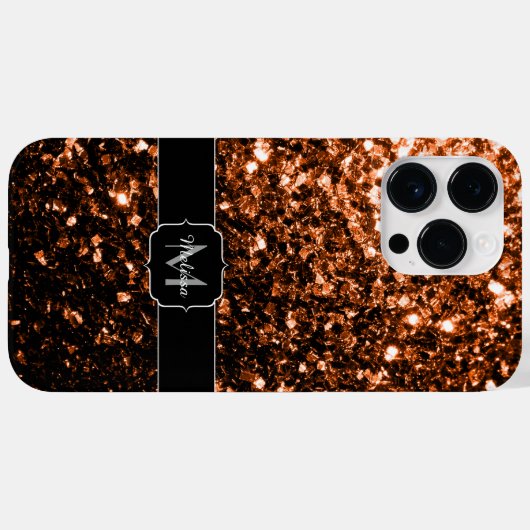 Monogram bruin koper smeltkroes Case-Mate iPhone case (Achterkant (horizontaal))