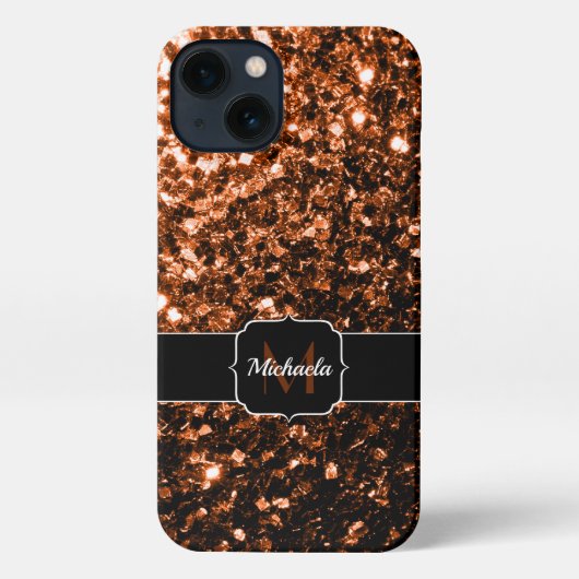 Monogram bruin koper smeltkroes iPhone hoesje (Achterkant)