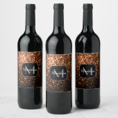 Monogram bruin koper smeltkroes wijn etiket (Flessen)