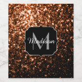 Monogram bruin koper smeltkroes wijn etiket (Enkel label)