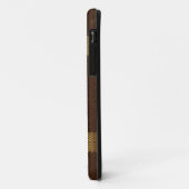 Monogram bruin leder en goudstrips Case-Mate iPhone case (Achterkant/links)