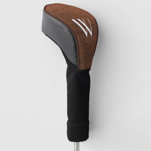 Monogram bruin leder golfheadcover (Schuin)