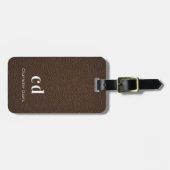 Monogram bruin leder textuur bagagelabel (Voorkant horizontaal)