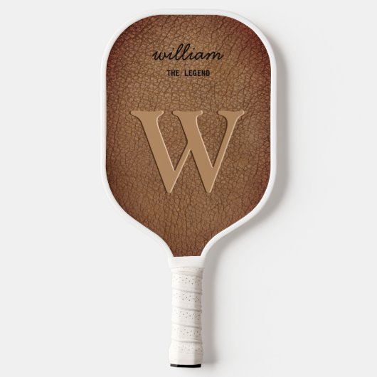 Monogram Bruin Leren Script Naam Rustic  Pickleball Paddle (Achterkant)