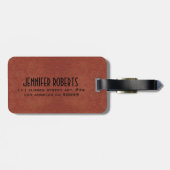 Monogram bruin suède leer bloemontwerp bagagelabel (Achterkant horizontaal)