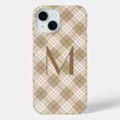 Monogram bruin Tan beige Tartan Buffalo Case-Mate iPhone Case (Achterkant)