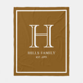 Monogram Bruin & Wit Trouwkoppels Namen Fleece Deken (Voorkant)