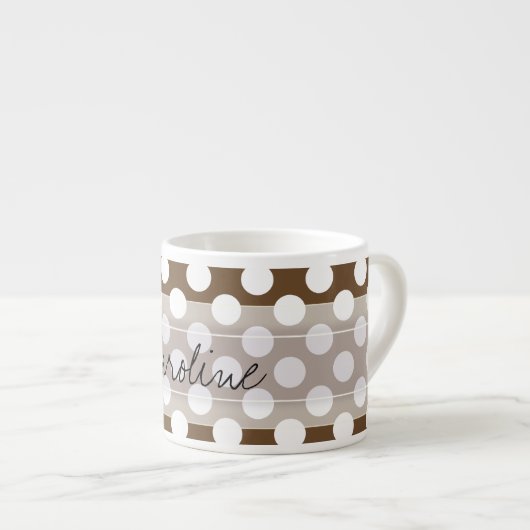 Monogram Bruin Witte Trendy Fun Polka Dot Pattern Espresso Kop (Voorkant rechts)