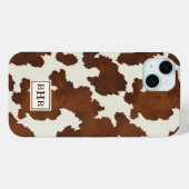Monogram bruine koeienhuid Case-Mate iPhone case (Achterkant (horizontaal))