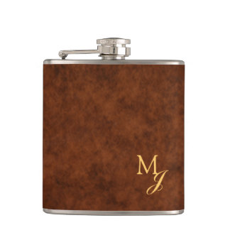 Monogram Bruine Nep Leer Fles Heupfles