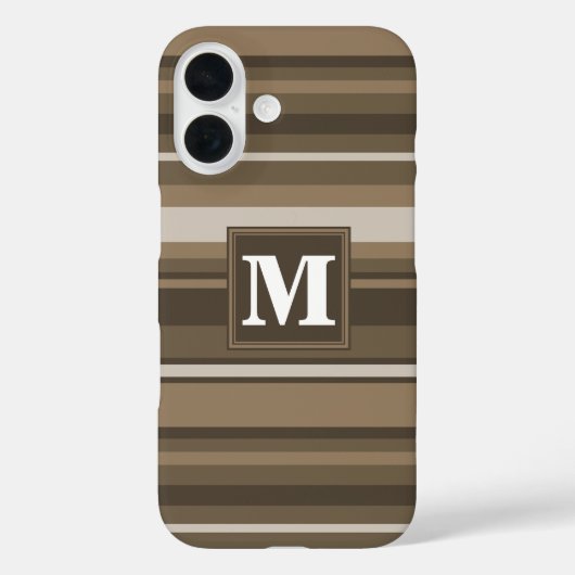Monogram bruine strepen Case-Mate iPhone case (Achterkant)