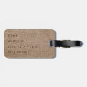 Monogram - Bruine structuur jutezakken Bagagelabel (Achterkant horizontaal)