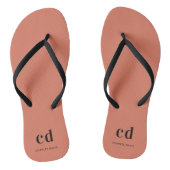 Monogram bruine terracotta teenslippers (Voetbed)
