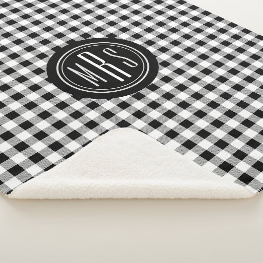Monogram, Buffalo Check Plaid zwart en wit Sherpa Deken (3/4)