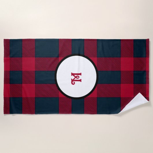 Monogram buffalo plaid Handdoek (Voorkant)
