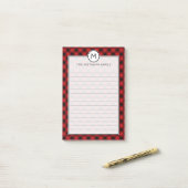 Monogram Buffalo Spelde Rode Zwarte Kerstlijst Post-it® Notes (Op bureau)