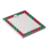 Monogram Buffel Plaid Feestelijke Kerst Notitieblok (Schuin)