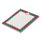 Monogram Buffel Plaid Feestelijke Kerst Notitieblok (Gedraaid)