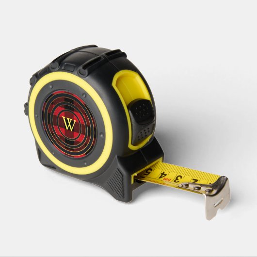 Monogram Buffel Plaid Zwart Rood Geel Rolmaat (Hoek)