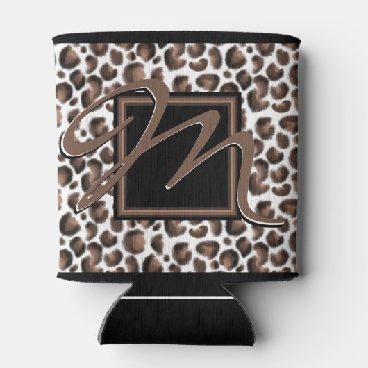 Monogram buiten de verpakking Zwarte bruine luipaa Blikjeskoeler (Achterkant)