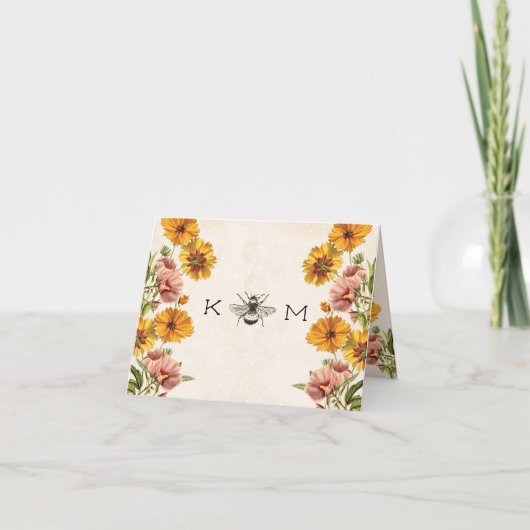 Monogram Bumble Bee Dankkaartjes Bedankkaart (Voorkant)