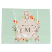 Monogram Bunny Rabbits Floral gepersonaliseerd Bab Groot Cadeauzakje (Achterkant)